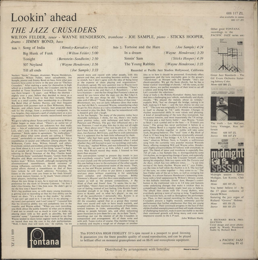 The Crusaders Lookin' Ahead Dutch vinyl LP album (LP record)