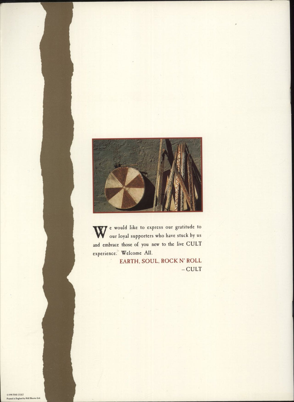 The Cult Ceremonial Stomp World Tour 91-92 + Ticket UK tour programme