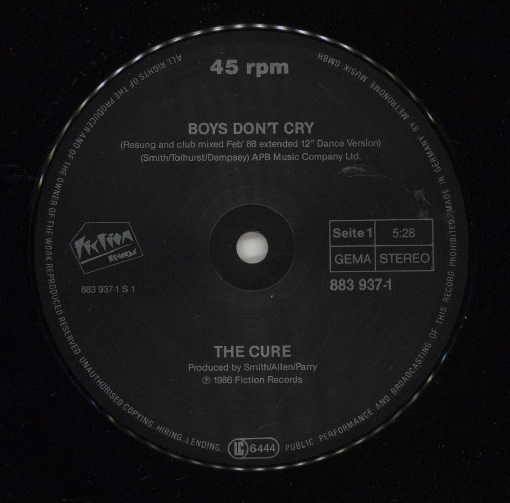 The Cure Boys Don't Cry (New Voice Club Mix) German 12" vinyl single (12 inch record / Maxi-single) CUR12BO04108