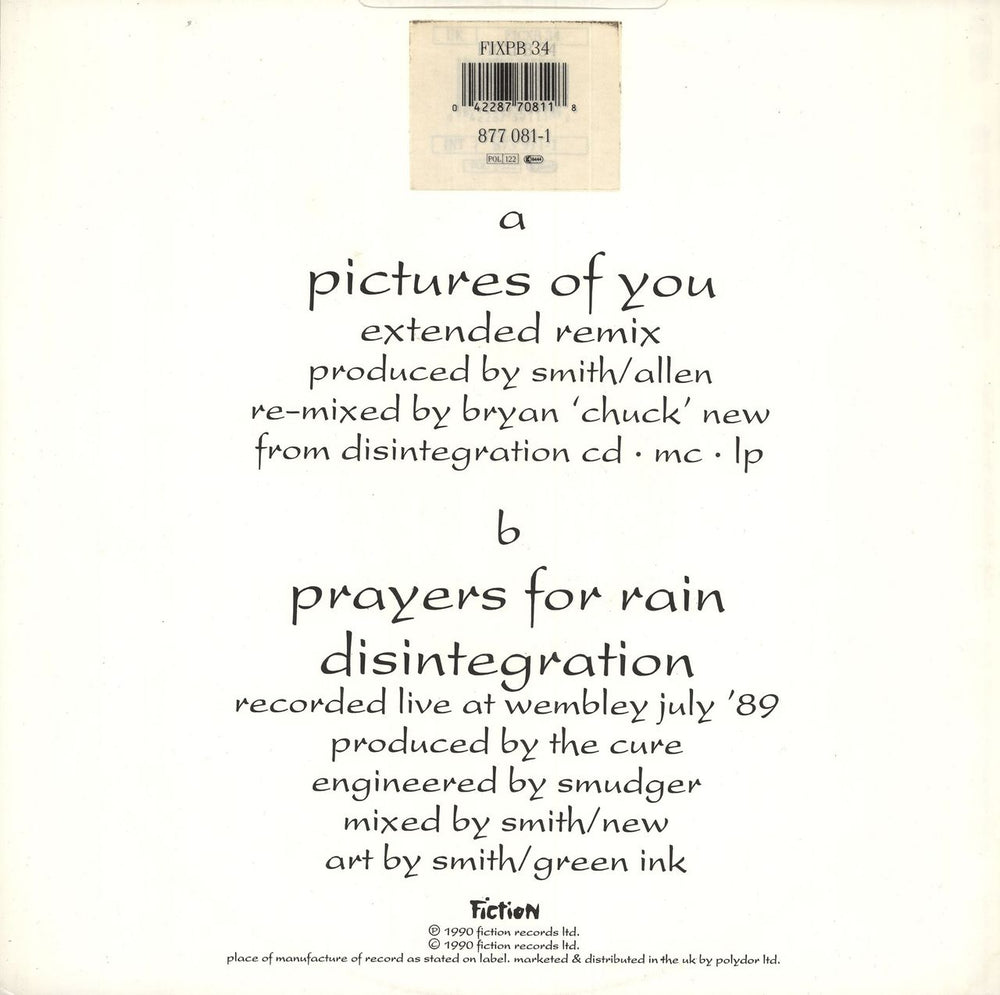 The Cure Pictures Of You - Purple vinyl - EX UK 12" vinyl single (12 inch record / Maxi-single) 042287708118