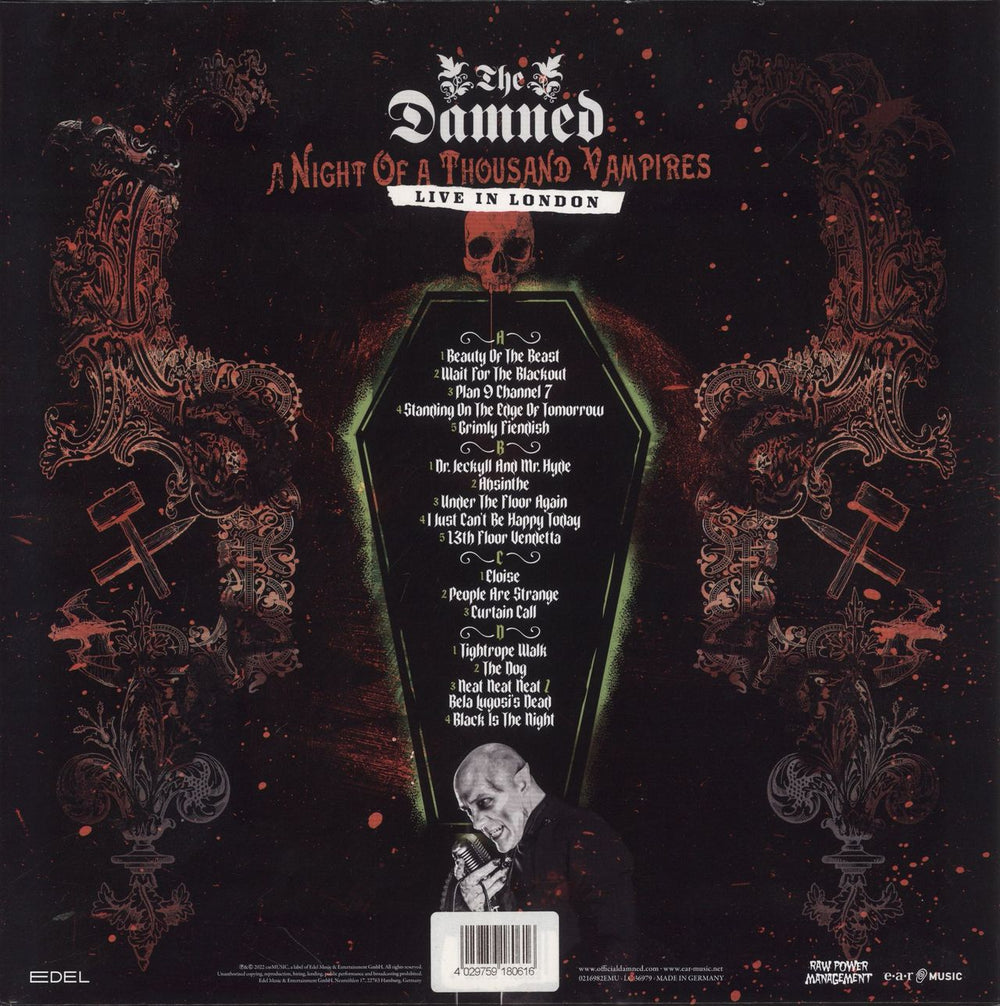 The Damned A Night Of A Thousand Vampires - Red Transparent Vinyl + Poster UK 2-LP vinyl record set (Double LP Album) 4029759180616