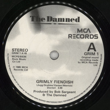 The Damned Grimly Fiendish UK 7" vinyl single (7 inch record / 45) DAM07GR341130