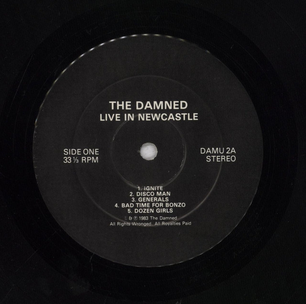 The Damned Live In Newcastle - EX UK vinyl LP album (LP record)