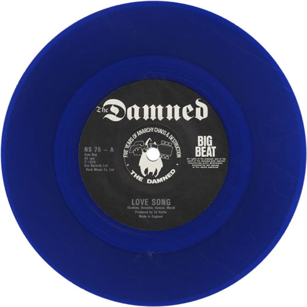 The Damned Love Song - Captain Sensible - Blue UK 7" vinyl single (7 inch record / 45) DAM07LO470320