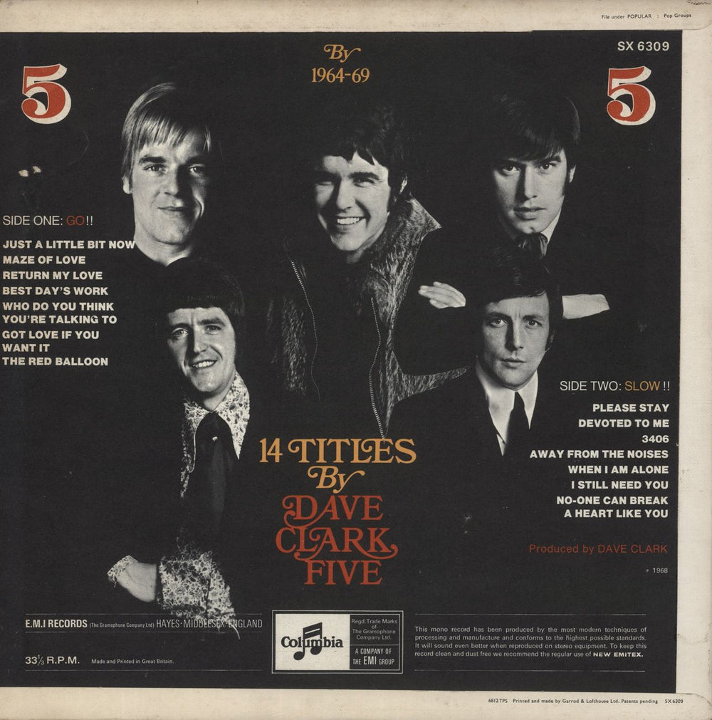 The Dave Clark Five 5 By 5 UK vinyl LP album (LP record)