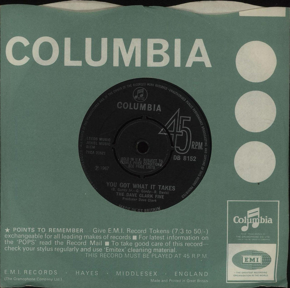 The Dave Clark Five You Got What It Takes UK 7" vinyl single (7 inch record / 45) DB8152