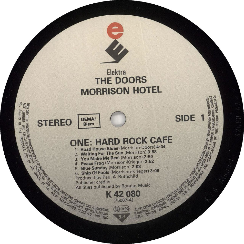 The Doors Morrison Hotel - grey label German vinyl LP album (LP record) 075597500714