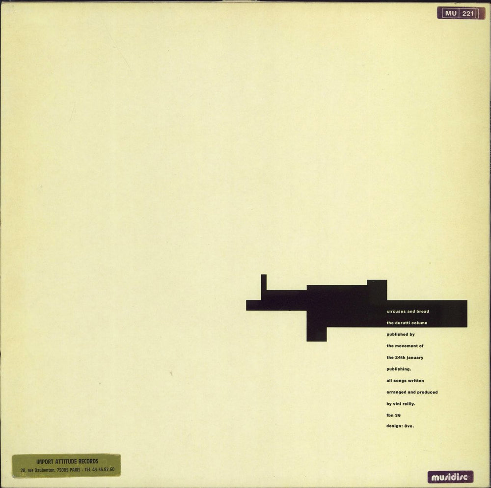 The Durutti Column Circuses And Bread Belgian vinyl LP album (LP record)