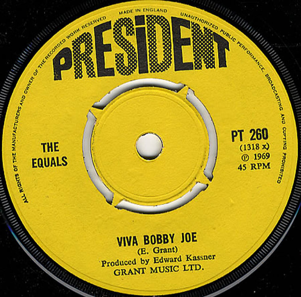 The Equals Viva Bobby Joe UK 7" vinyl single (7 inch record / 45) PT260