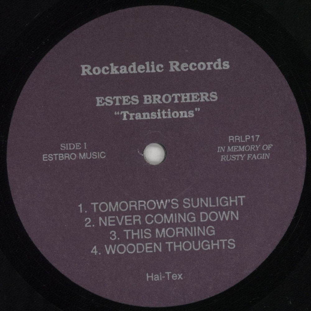 The Estes Brothers Transitions US vinyl LP album (LP record) 79NLPTR853114