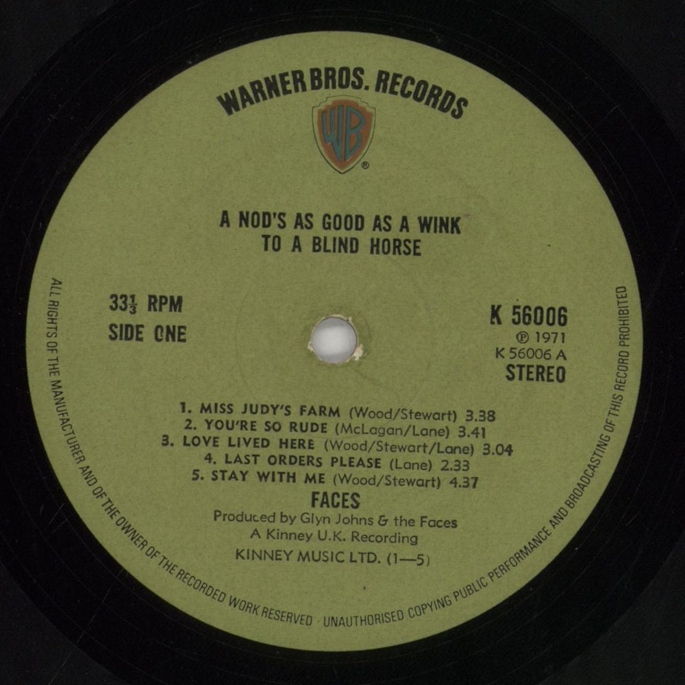 The Faces A Nod's As Good As A Wink... - 1st UK vinyl LP album (LP record) FCELPAN66540