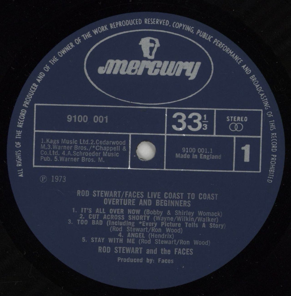 The Faces Live Coast To Coast - Overture And Beginners - EX UK vinyl LP album (LP record) FCELPLI667150