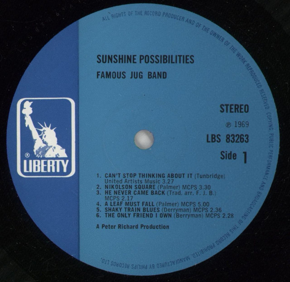 The Famous Jug Band Sunshine Possibilities UK vinyl LP album (LP record) X5ELPSU873845