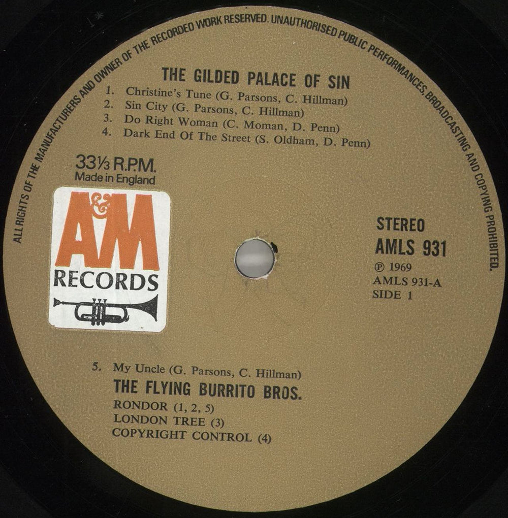 The Flying Burrito Brothers The Gilded Palace Of Sin - 1st UK vinyl LP album (LP record) FBBLPTH382668