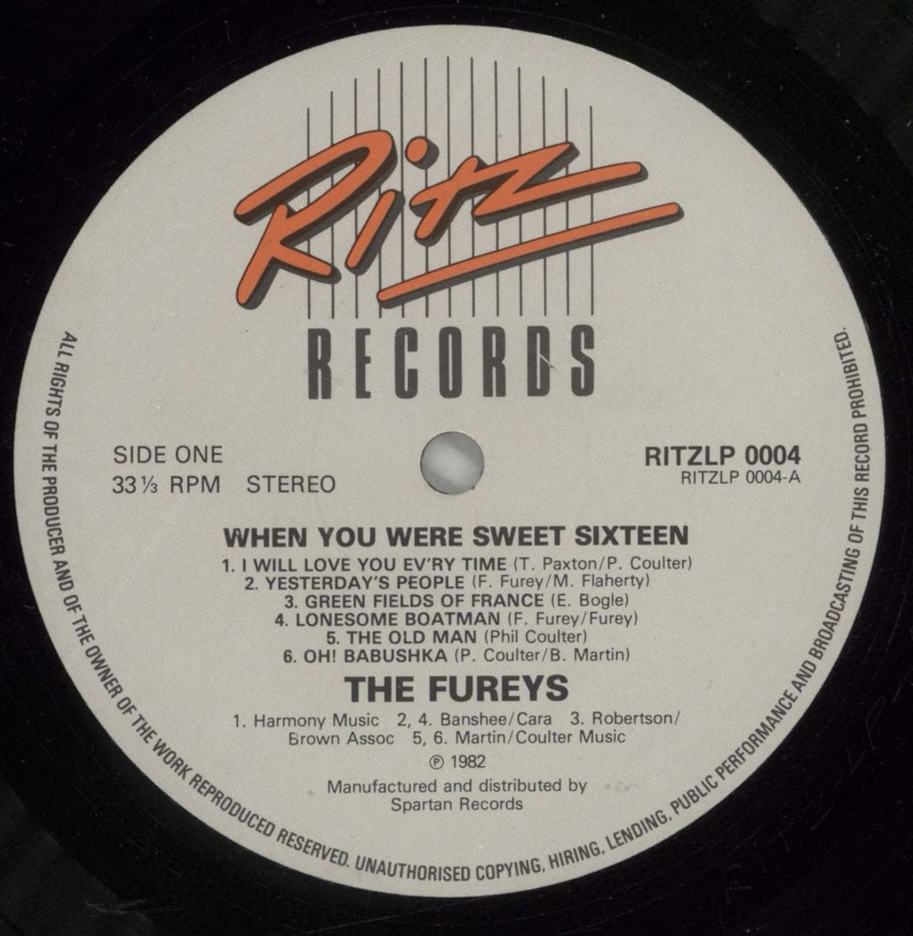 The Fureys And Davey Arthur When You Were Sweet Sixteen UK vinyl LP album (LP record) F+DLPWH878729