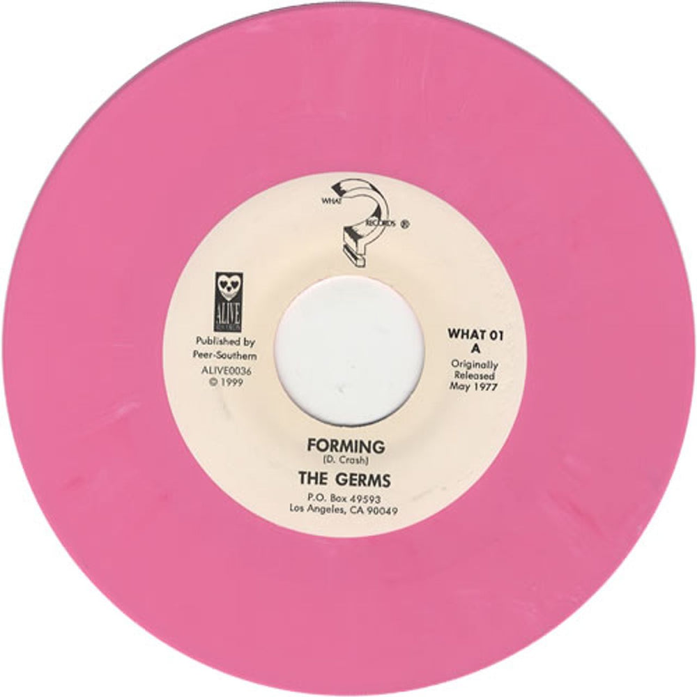 The Germs Forming - Pink Vinyl US 7" vinyl single (7 inch record / 45) GE307FO495996