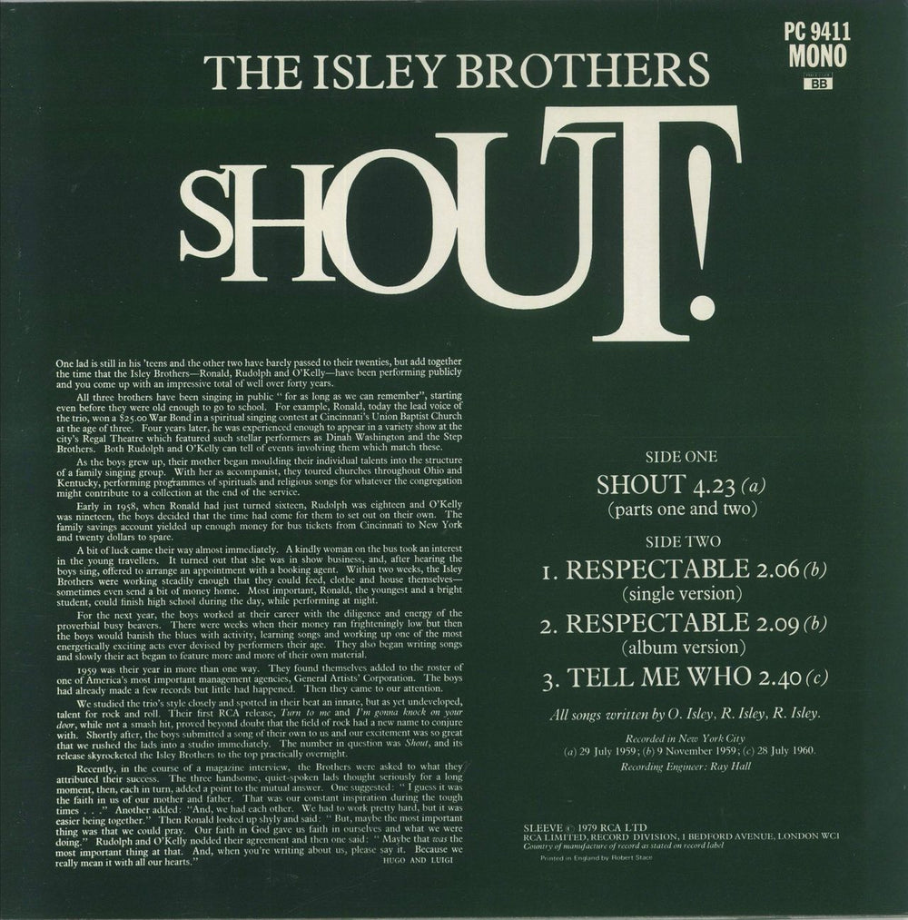 The Isley Brothers Shout! UK 12" vinyl single (12 inch record / Maxi-single)