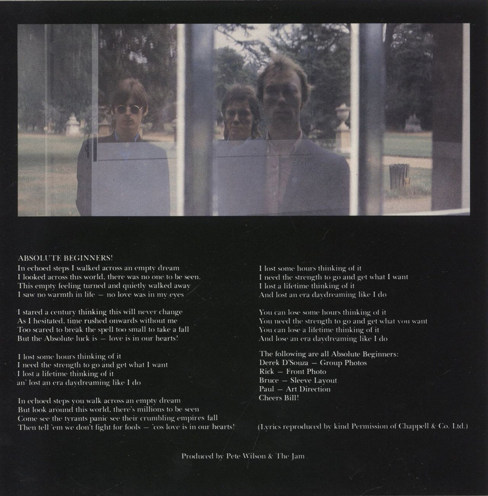 The Jam Absolute Beginners + Insert UK 7" vinyl single (7 inch record / 45)