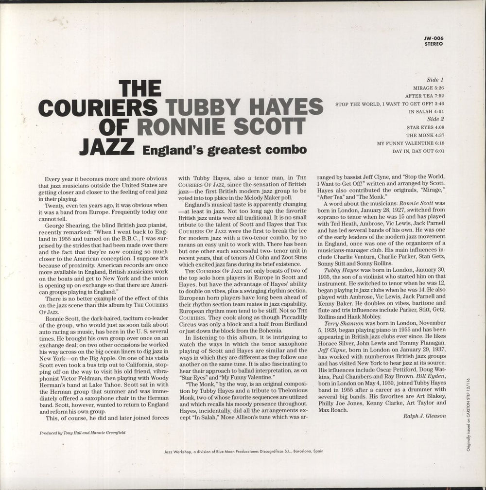 The Jazz Couriers The Couriers Of Jazz! - 180gm Spanish vinyl LP album (LP record)