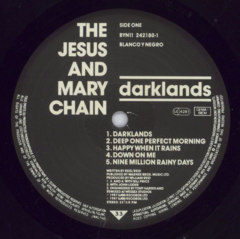 The Jesus & Mary Chain Darklands - Open Shrink UK vinyl LP album (LP record) JMCLPDA830285