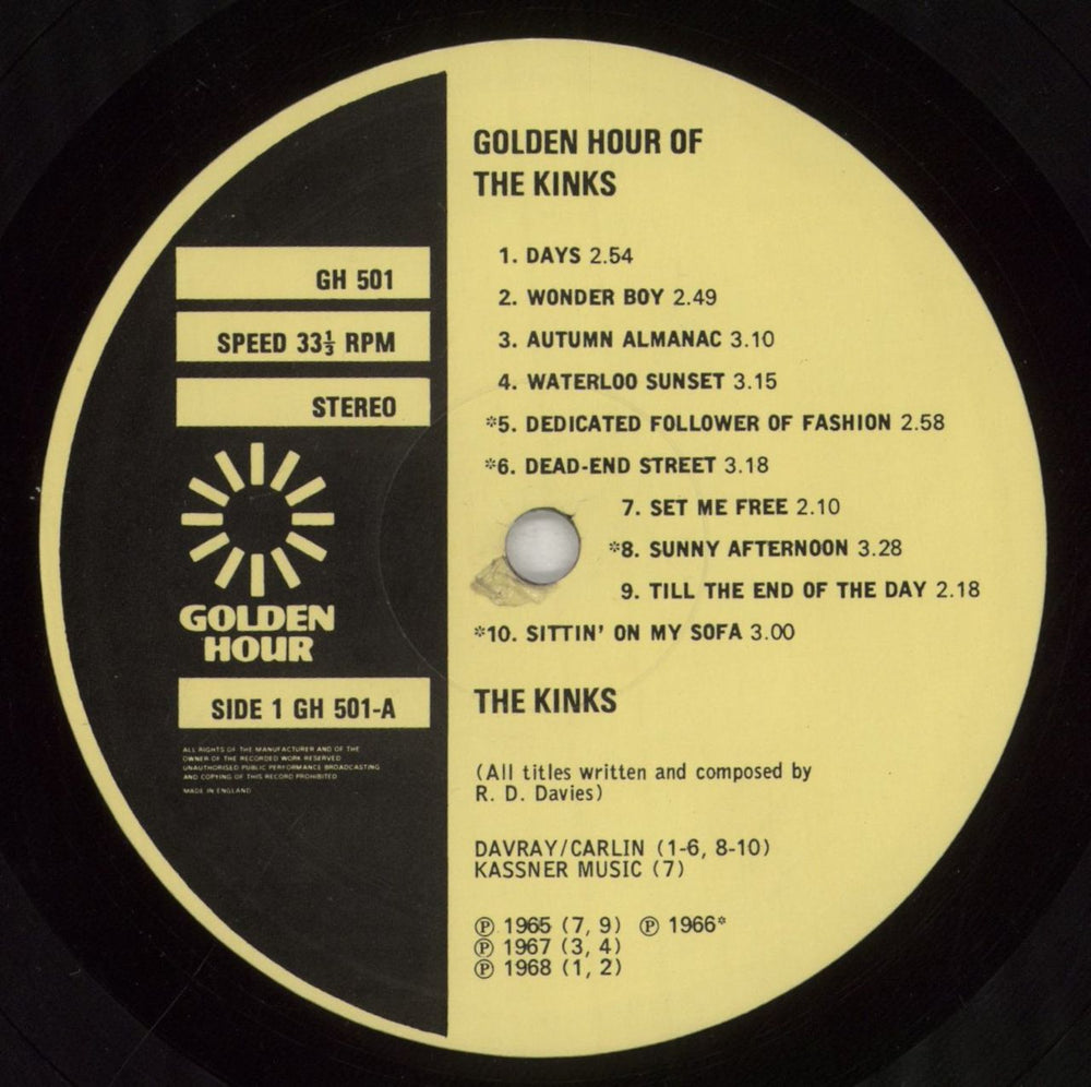 The Kinks Golden Hour Of The Kinks - 1st - EX UK vinyl LP album (LP record) KINLPGO711395