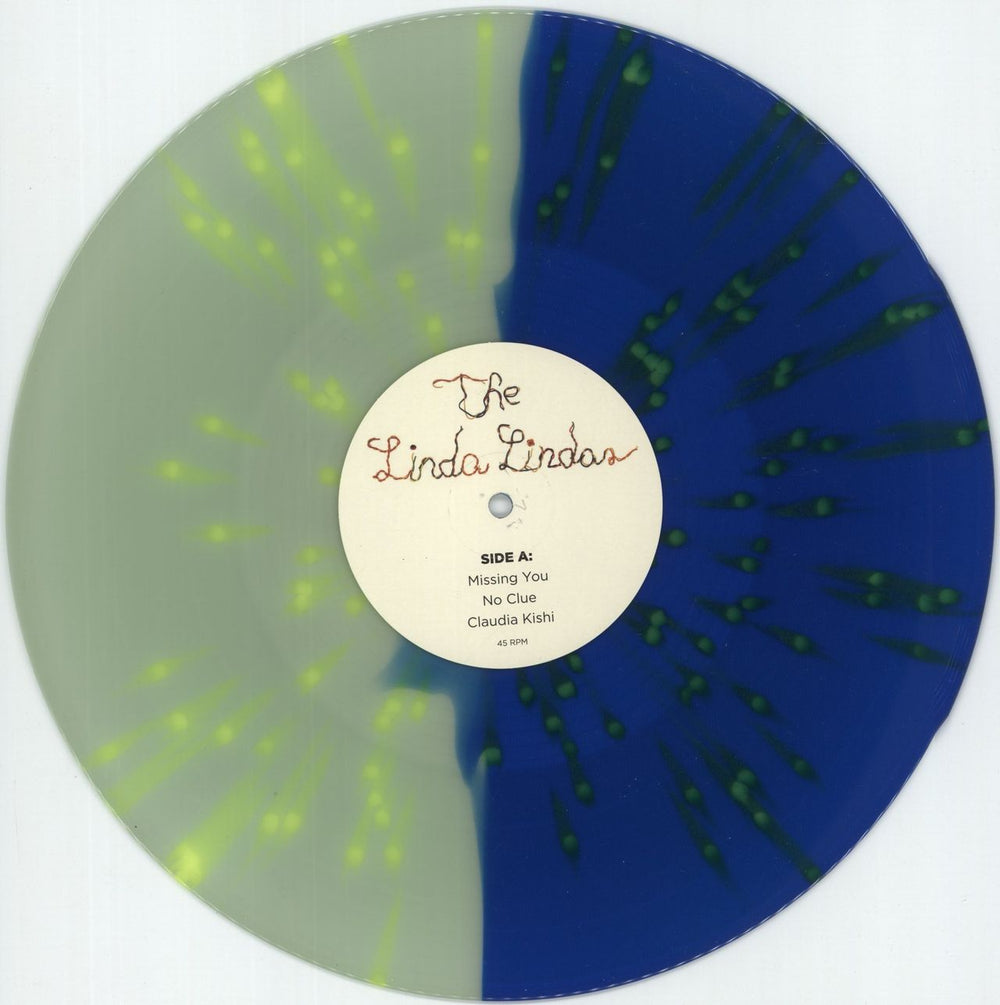 The Linda Lindas The Linda Lindas - Green & Blue Split With Yellow Splatter Vinyl UK 12" vinyl single (12 inch record / Maxi-single) 9SH12TH872272