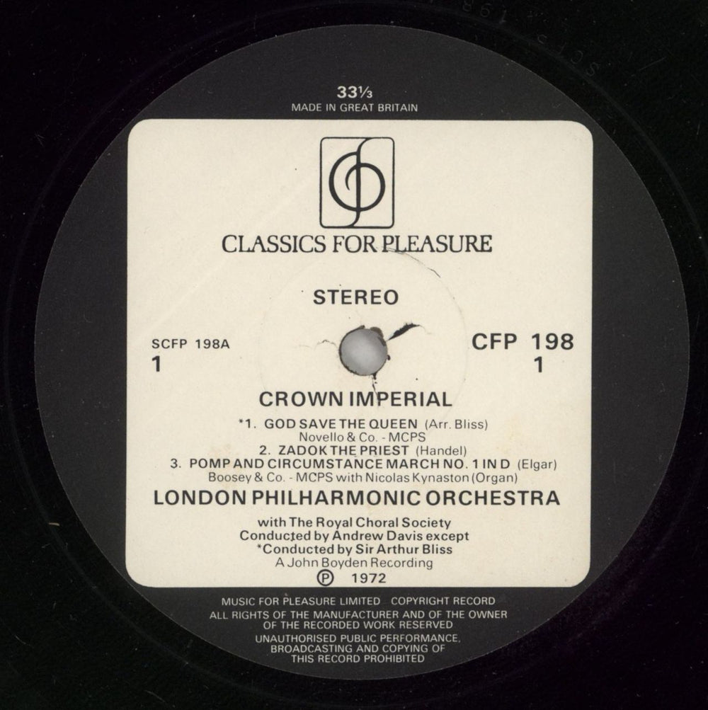 The London Philharmonic Orchestra Crown Imperial UK vinyl LP album (LP record) XIZLPCR680346