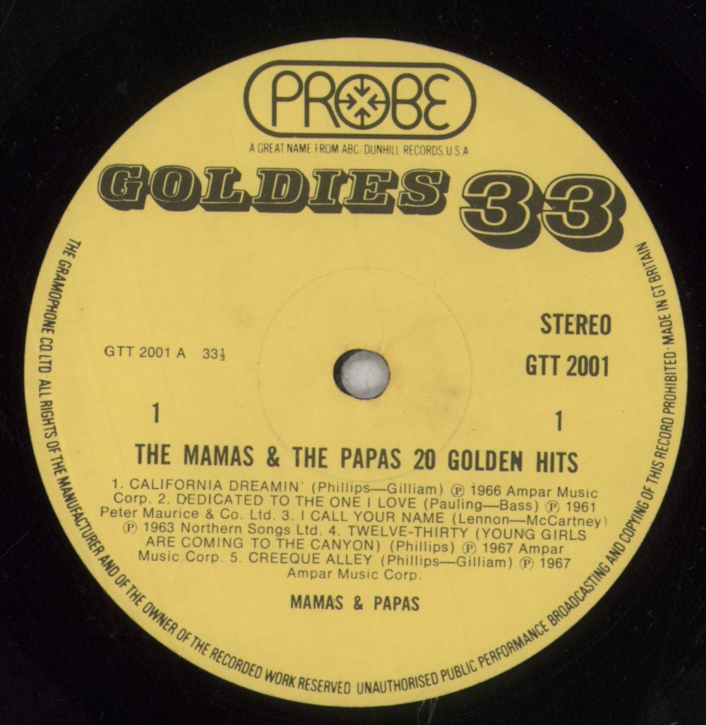 The Mama's And The Papa's 20 Golden Hits - EX UK 2-LP vinyl record set (Double LP Album) M&P2LGO675519