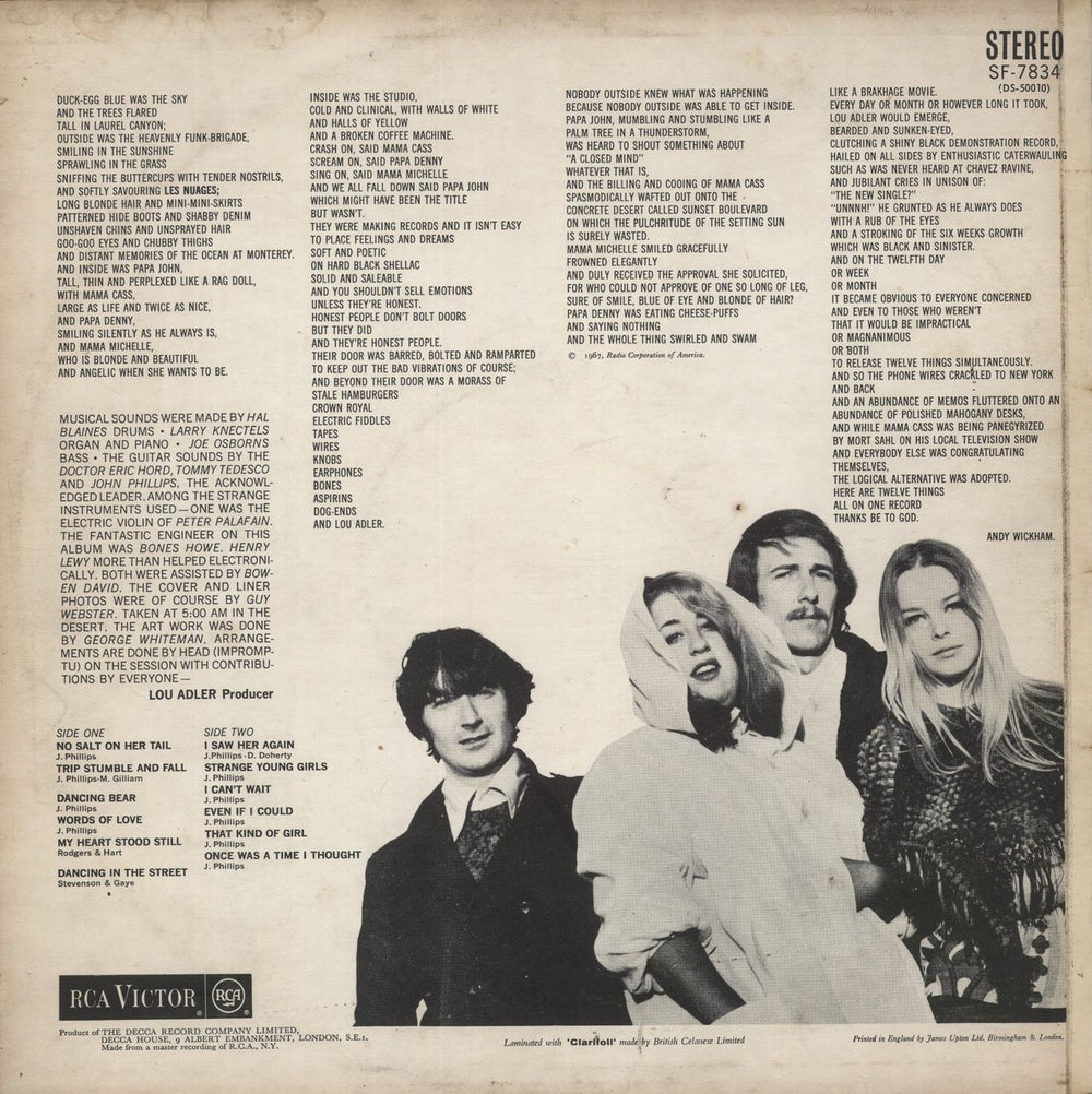 The Mama's And The Papa's Cass, John, Michelle, Dennie UK vinyl LP album (LP record)