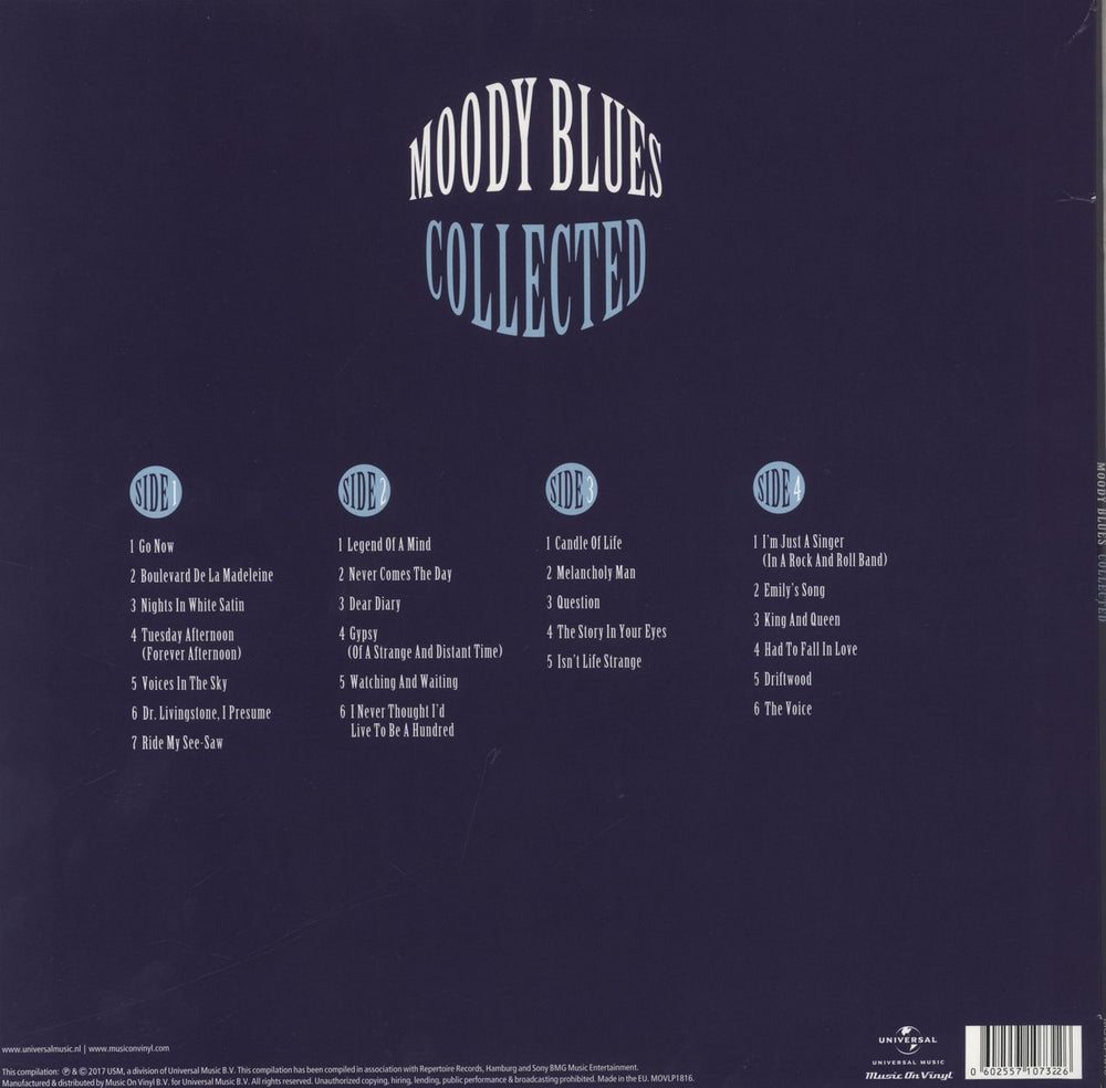 The Moody Blues Collected - 180gm UK 2-LP vinyl record set (Double LP Album) MBL2LCO839868