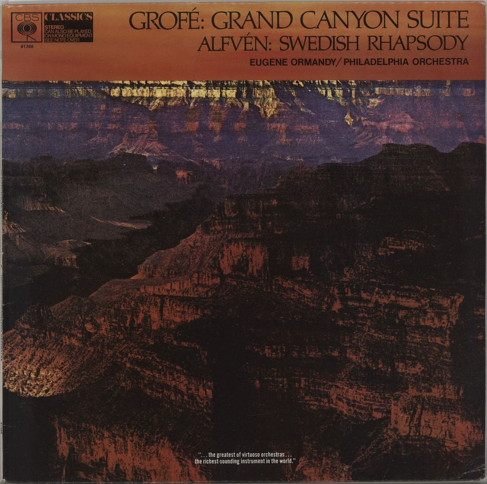 The Philadelphia Orchestra Grofé: Grand Canyon Suite / Alfvén: Swedish Rhapsody UK vinyl LP album (LP record) 61266