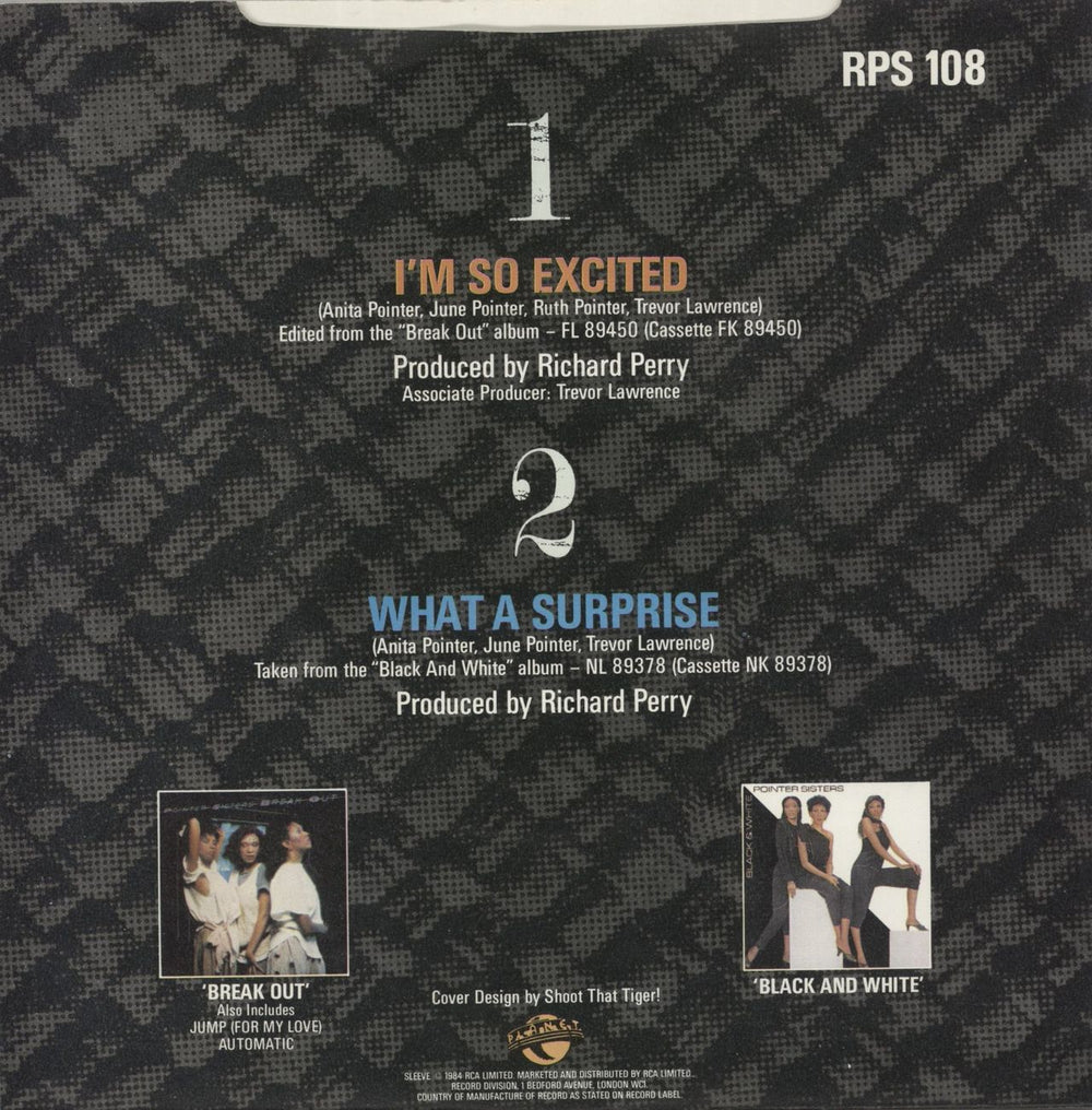 The Pointer Sisters I'm So Excited UK 7" vinyl single (7 inch record / 45)