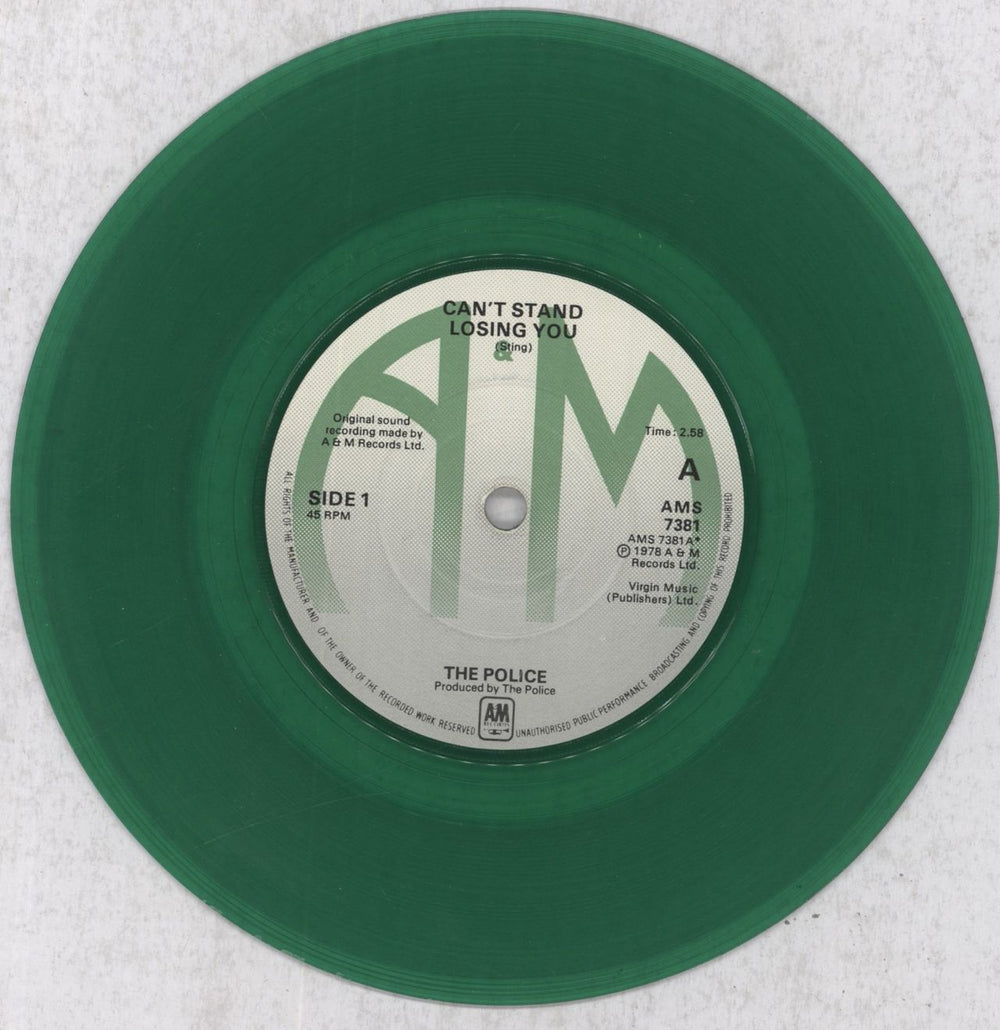 The Police Can't Stand Losing You - Green - P/S - VG UK 7" vinyl single (7 inch record / 45) POL07CA658392