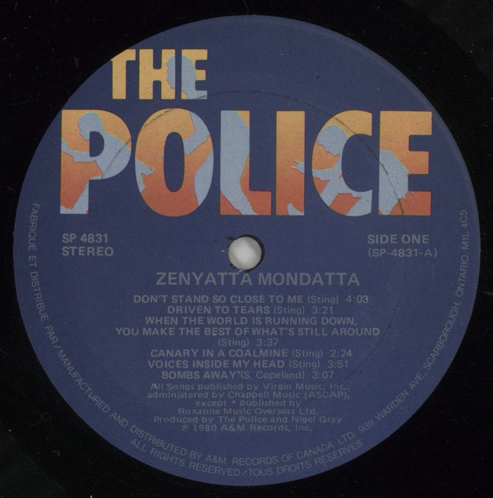The Police Zenyatta Mondatta - Shrink Canadian vinyl LP album (LP record) POLLPZE874759