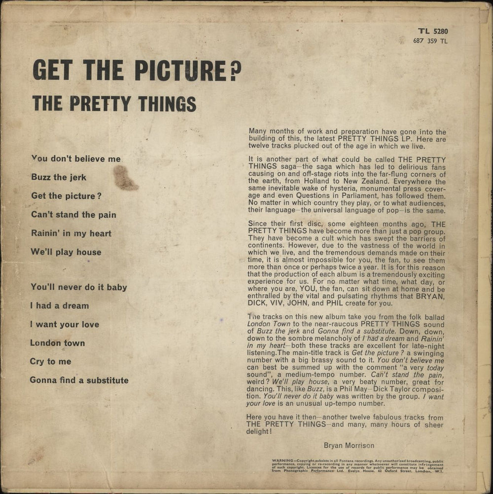 The Pretty Things Get The Picture? - G UK vinyl LP album (LP record)