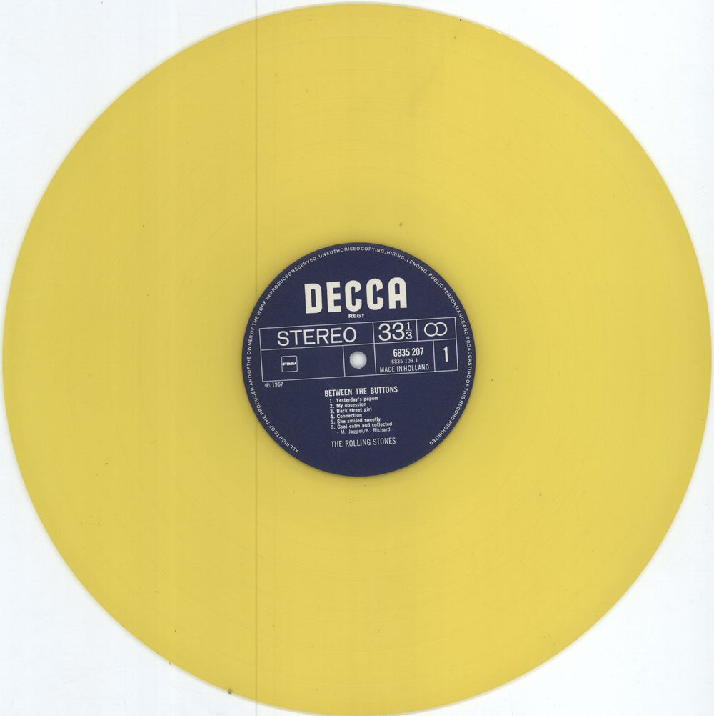 The Rolling Stones Between The Buttons - Yellow Vinyl - EX Dutch vinyl LP album (LP record) ROLLPBE780083