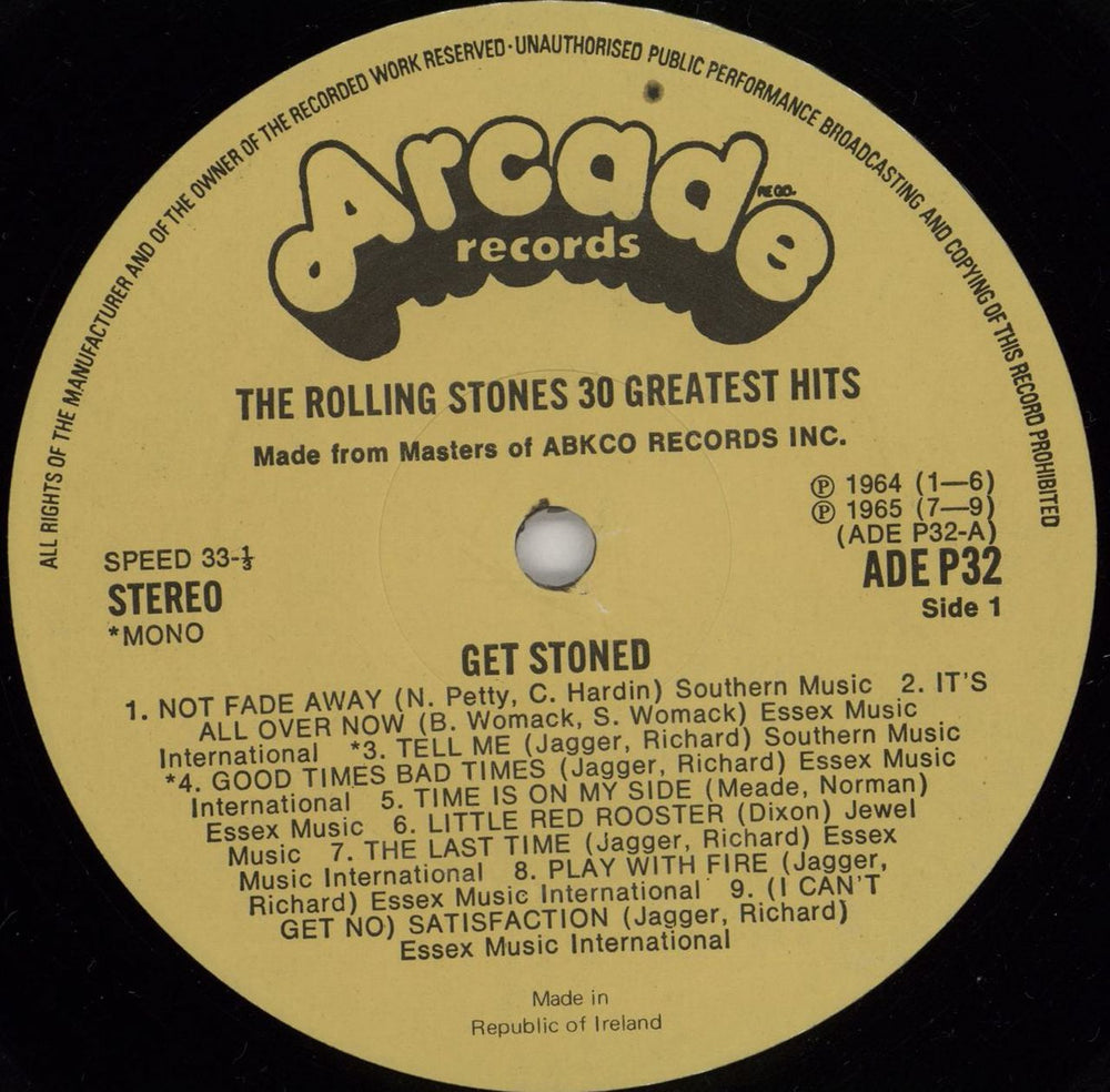 The Rolling Stones Get Stoned - EX Irish 2-LP vinyl record set (Double LP Album) ROL2LGE576508