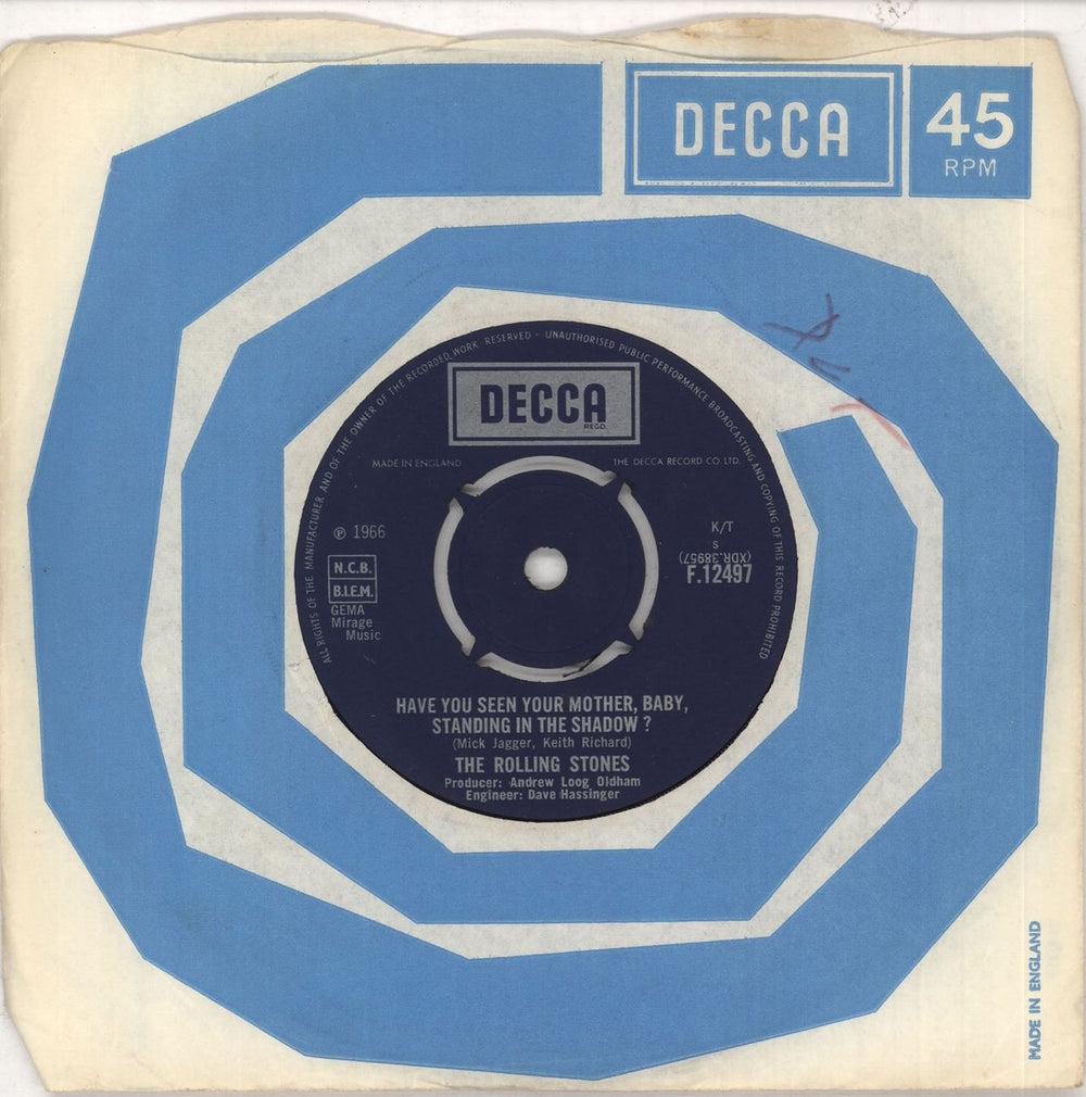 The Rolling Stones Have You Seen Your Mother - 1st [b] UK 7" vinyl single (7 inch record / 45) F.12497