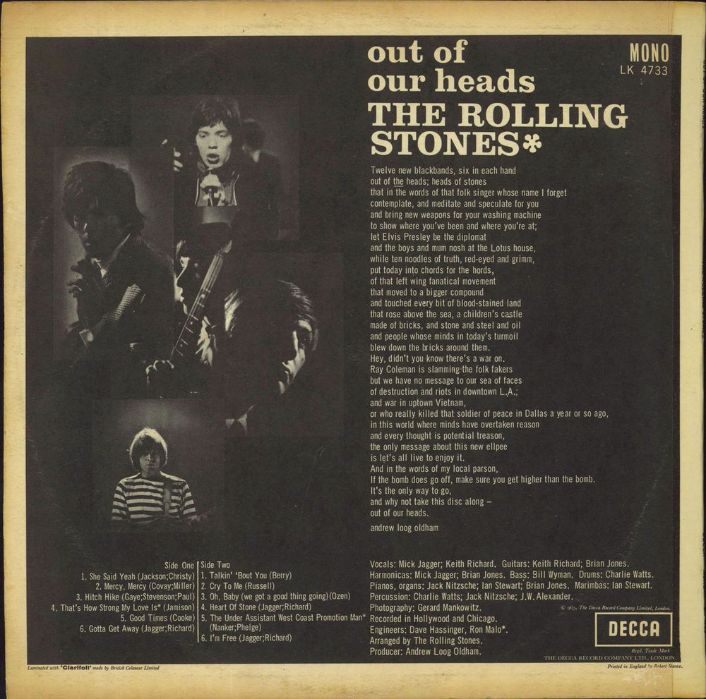 The Rolling Stones Out Of Our Heads - 1st - VG UK vinyl LP album (LP record)