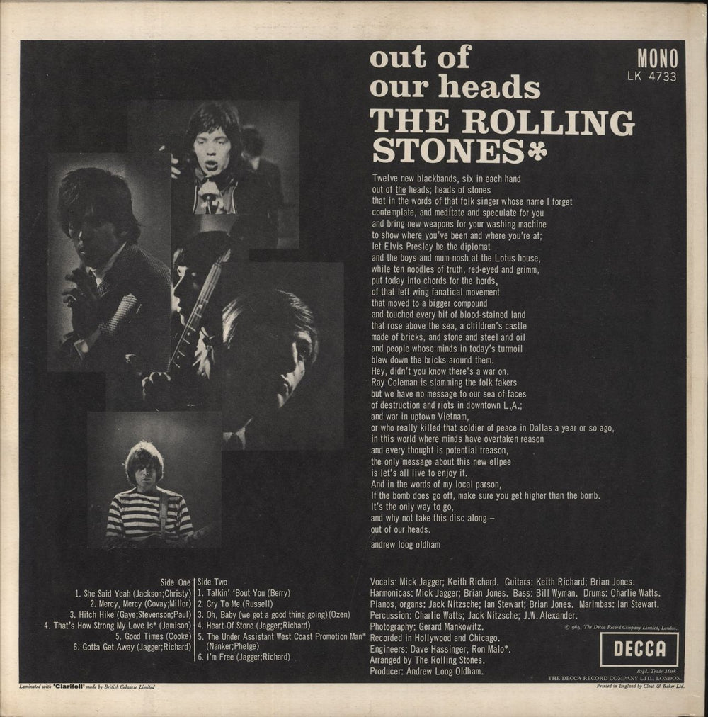 The Rolling Stones Out Of Our Heads - 4th UK vinyl LP album (LP record)