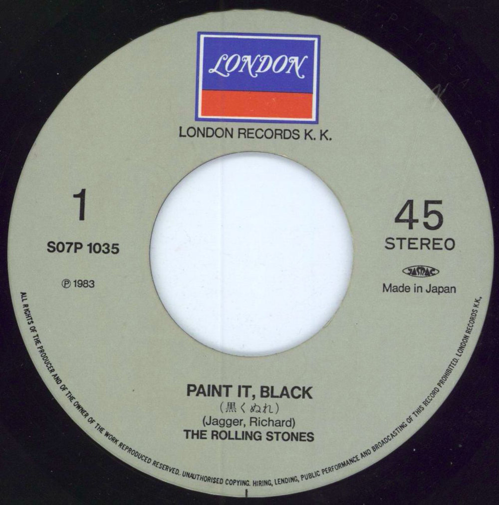 The Rolling Stones Paint It Black Japanese 7" vinyl single (7 inch record / 45) ROL07PA123746