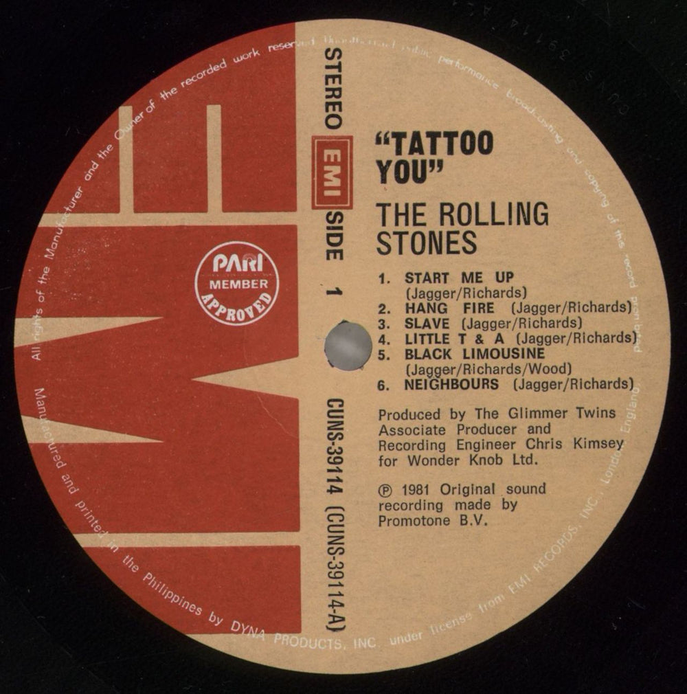The Rolling Stones Tattoo You - Shrink Philippino vinyl LP album (LP record) ROLLPTA879238