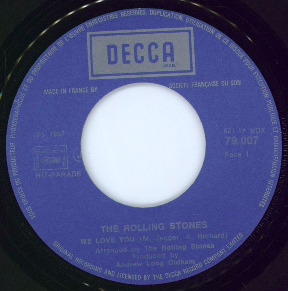 The Rolling Stones We Love You - 5-71 French 7" vinyl single (7 inch record / 45) ROL07WE777428