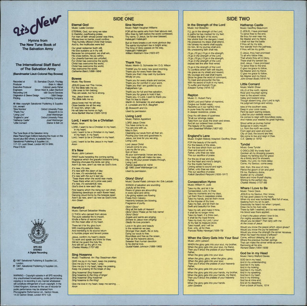 The Salvation Army It's New - The New Tune Book Of The Salvation Army UK vinyl LP album (LP record)