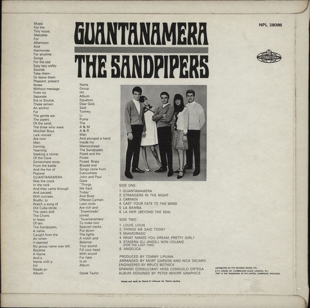 The Sandpipers Guantanamera UK vinyl LP album (LP record)