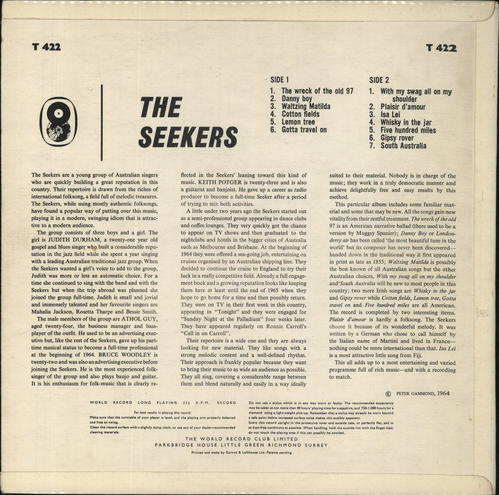 The Seekers The Seekers UK vinyl LP album (LP record)