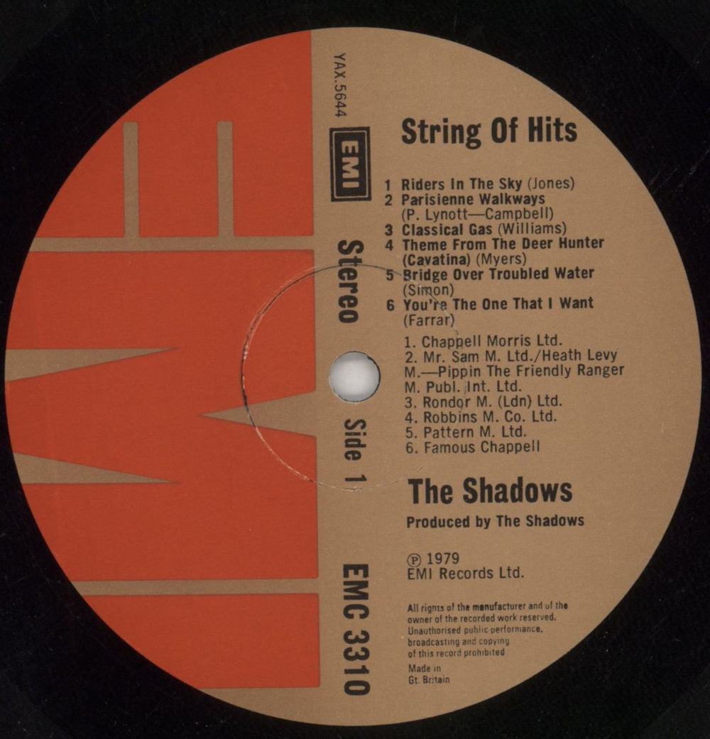 The Shadows String Of Hits UK vinyl LP album (LP record) SHDLPST371061