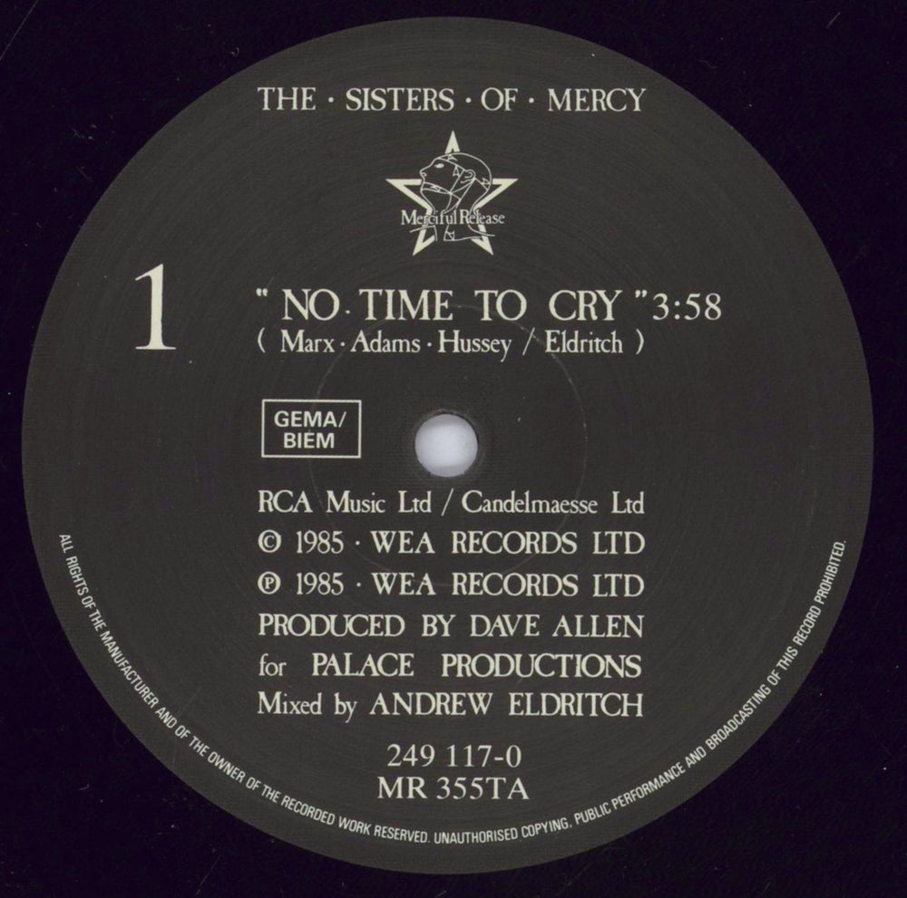 The Sisters Of Mercy No Time To Cry + p/s German 12" vinyl single (12 inch record / Maxi-single) SOM12NO831254