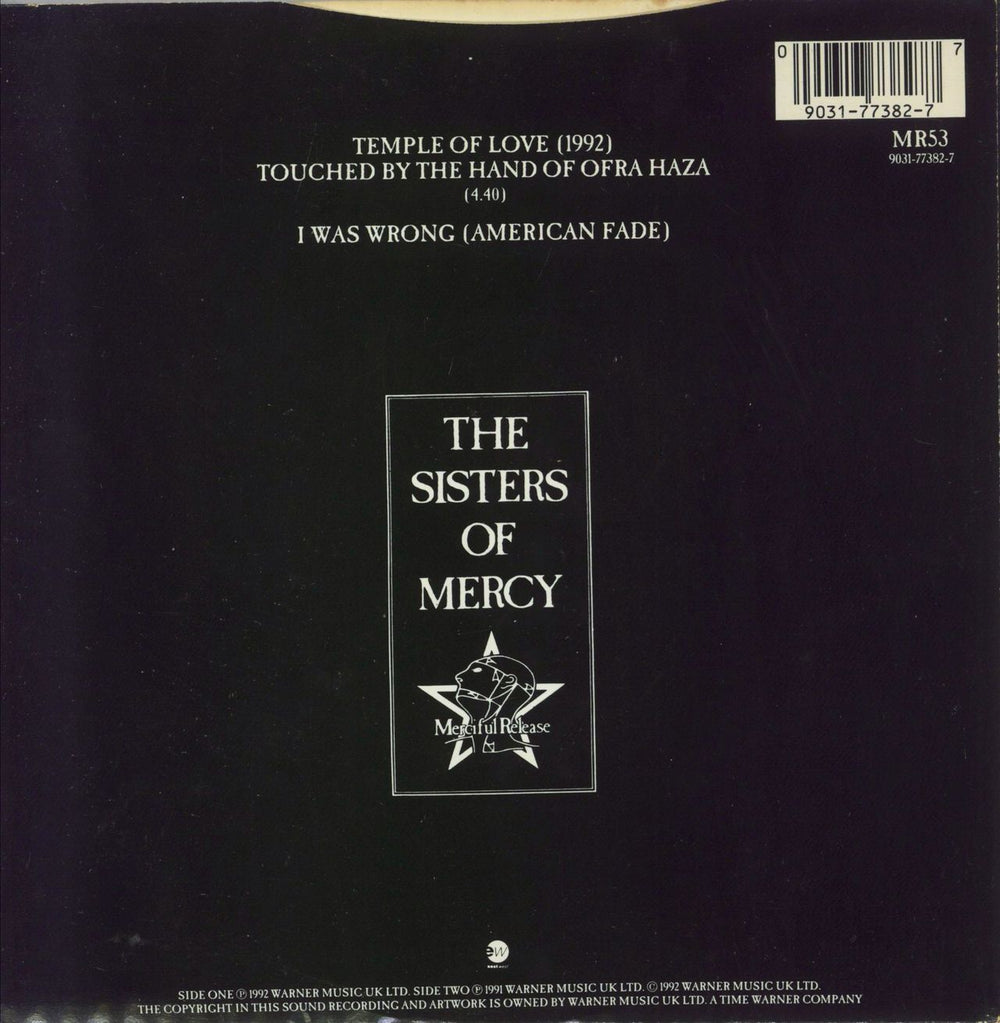 The Sisters Of Mercy Temple Of Love 1992 UK 7" vinyl single (7 inch record / 45) 090317738277