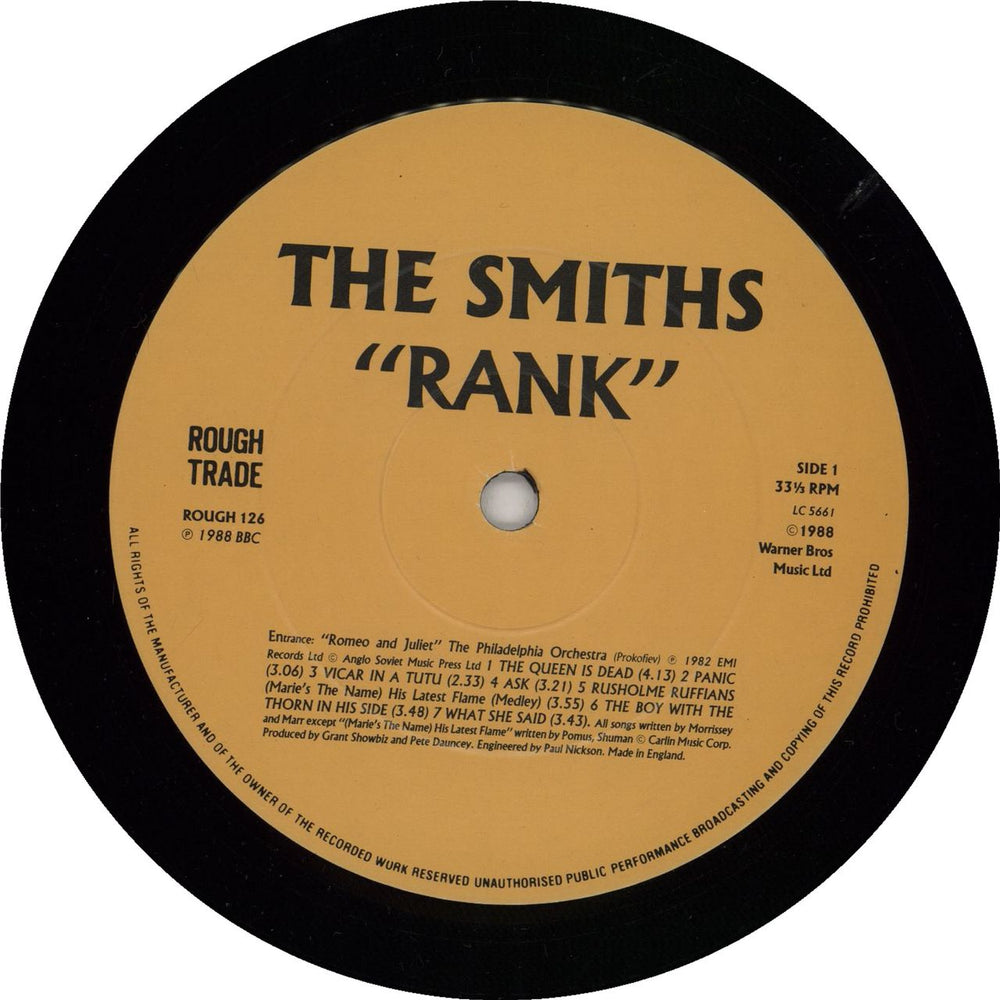 The Smiths Rank - EX UK vinyl LP album (LP record) 5014644301268